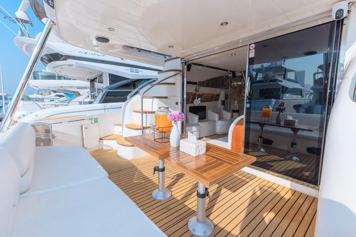 Back side seating 64ft Princess yacht Dubai