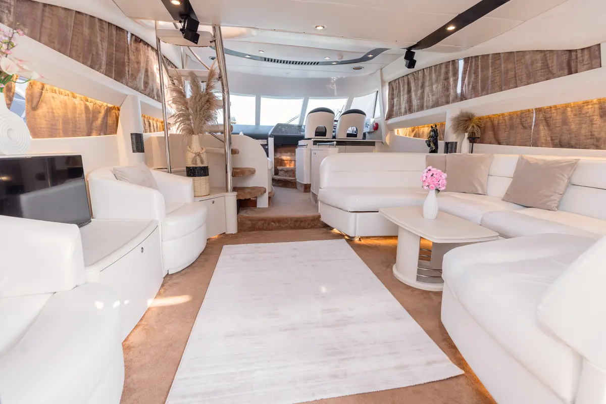 Seating area on 64ft Princess yacht